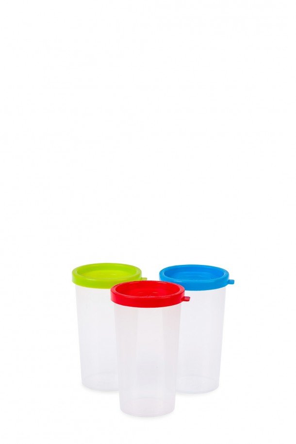 small translucent cup with lid