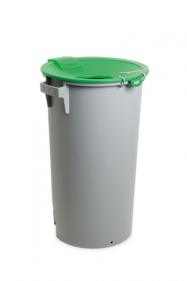 balde cinzento c/ tampa funil e protecção de borracha